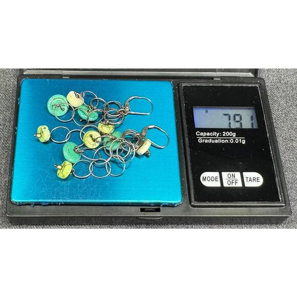 Vintage Sterling Silver Green and Blue Turquoise Dangle Earrings - Picture 5 of 6